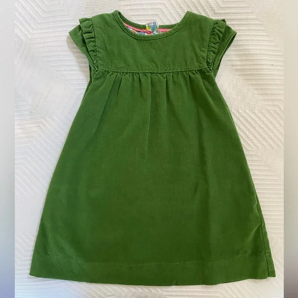 green emerald velvet dress Fall Squirrel Embroidred Green Corduroy Pinafore Dress 12 Years
